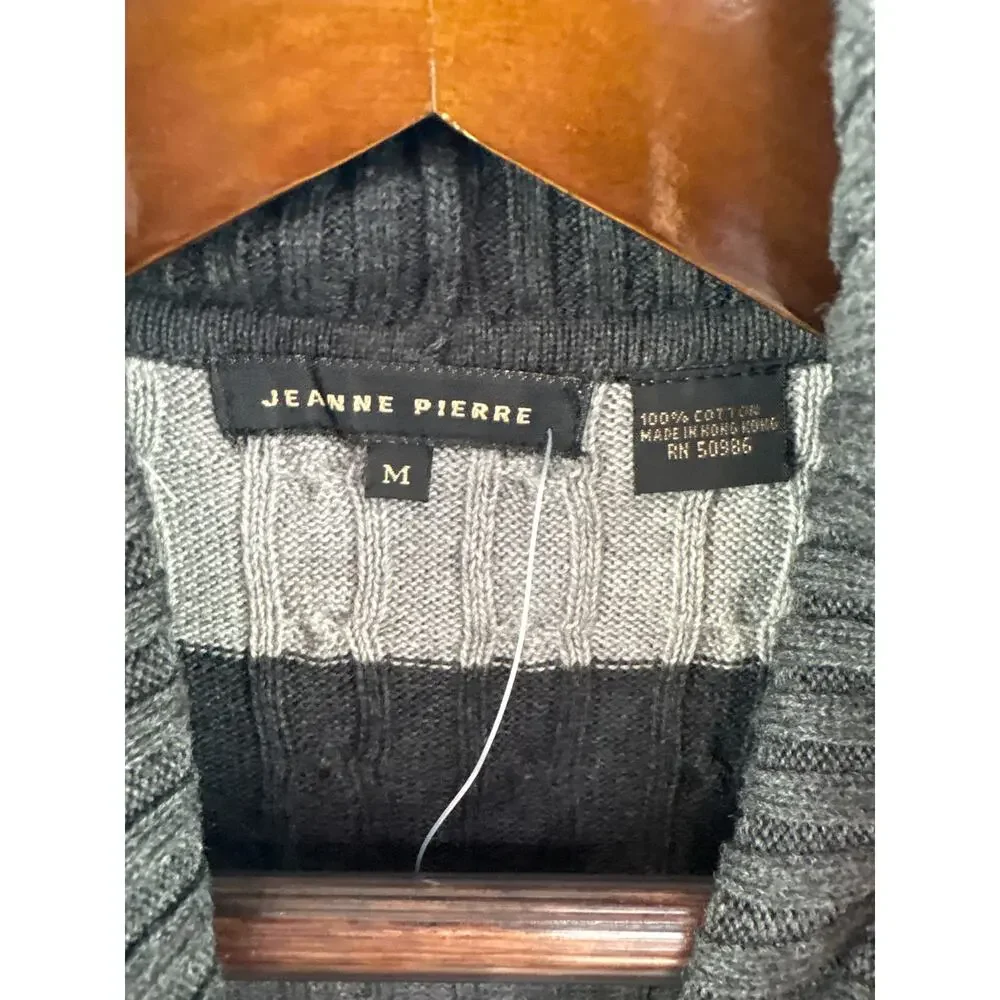 Women’s Jeanne Pierre Medium Charcoal & Heather Gray Stripe Sweater